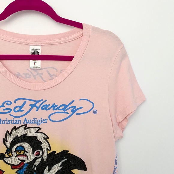 Ed Hardy โป Pepe Le Pew Tattoo โป Crystal Tee โป - Picture 4 of 15